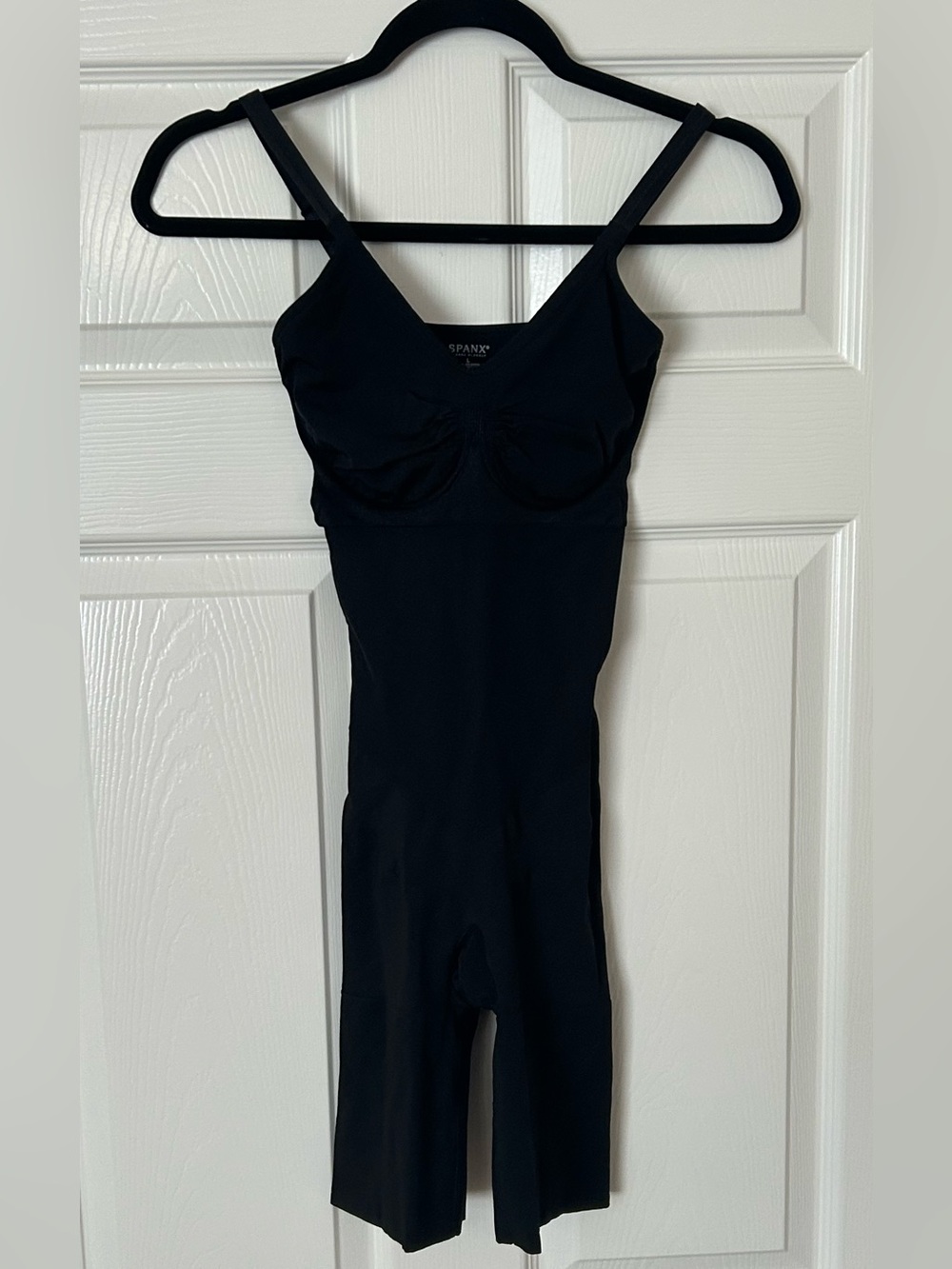 Spanx Mid-Thigh Bodysuit Black Sculpting Shapewear Size Large